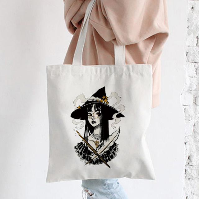 Damska Torba na Ramię Graficzna Torebka Tote na Zakupy Stylowe Torby Kobiety Płótno Casualowa Torba Shopper Plecak Torby Szkolne Nadruk