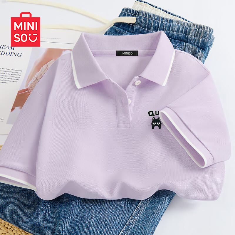 MINISO Women s Quick-Dry Anti-Bacterial Polo T-shirt with Cat Chest Mark XXL
