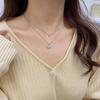Double Layer Butterfly Pendant Necklace Clavicle Chain Sparkling Diamond Double Layer Alloy Necklace Women Jewelry Gift