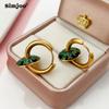 SIMJOO Drop Glaze Circle Bohemian Style Light Luxury Retro Niche Design Earrings Fashion Temperament Earrings Female