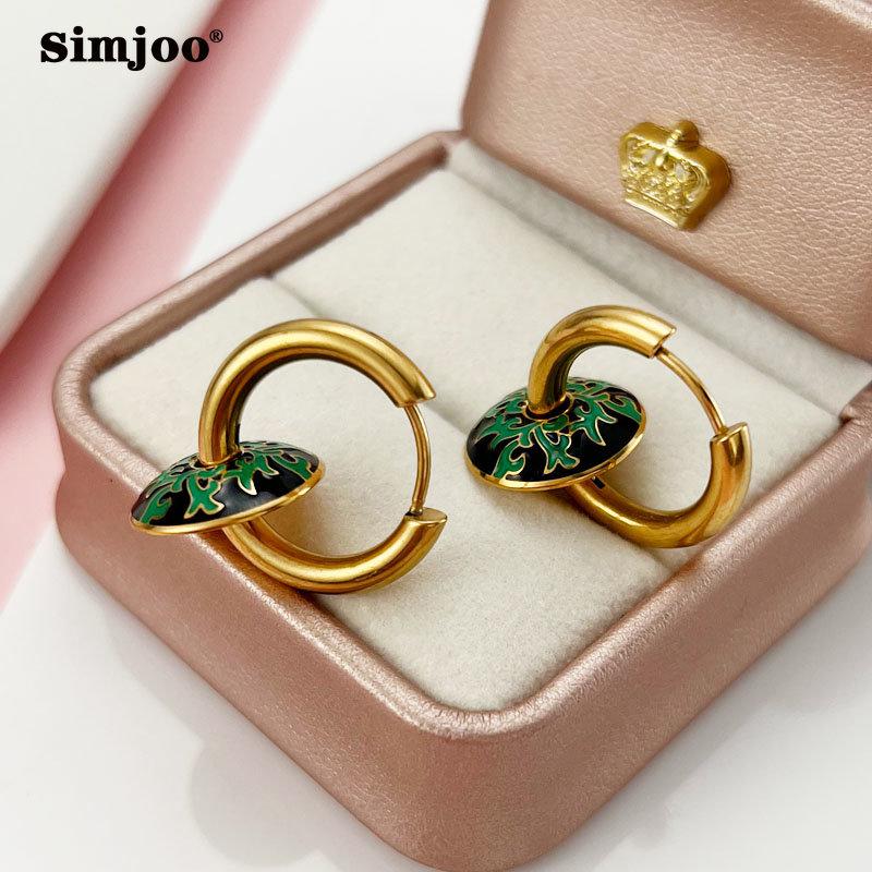 SIMJOO Drop Glaze Circle Bohemian Style Light Luxury Retro Niche Design Earrings Fashion Temperament Earrings Female