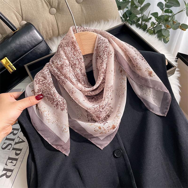 Nouvelles Femmes Rose Et Blanc Fleur Imprime Design Echarpe Chale Mode Luxe Bandeau Foulard Longues Echarpes Etroites Dames