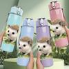 1PC Hedgehog Daisy Flower Animal Print 750ml Color Plastic Sports Water Bottle Leakproof Flip Straw Lid Suitable for Sports Office Home Use