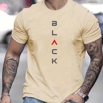 Herren Sommer Lässig Locker Größe 100% Baumwolle T-Shirts Schwarzer Print Rundhals Kurzarm T-Shirt Top