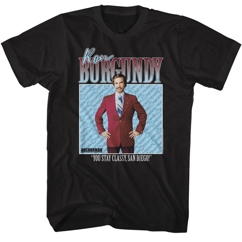 Anchorman Channel 4 News Ron Burgundy You Stay Classy San Diego Men T Shirt XL