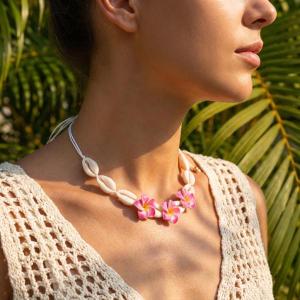 Bohemianische Muschel Choker Halskette für Damen Mode Sommer Süße Blume Anhänger Handgewebtes Seil Halskette Schmuck Accessoire