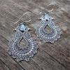 Vintage copper Color Metal Hand Carving Patterns Hook Earrings for Women Jewelry Water Droplet Inlaid Stone Dangle Earring