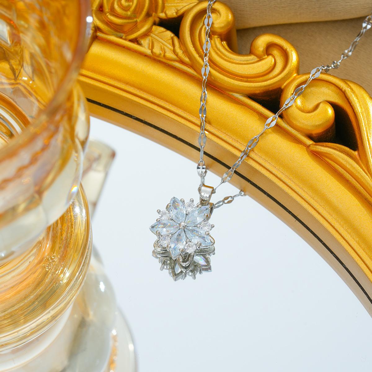 

Супер-вспышка вращающееся ожерелье с подсолнухом и цирконием для девочек, новая простая и изысканная цепочка на ключицу