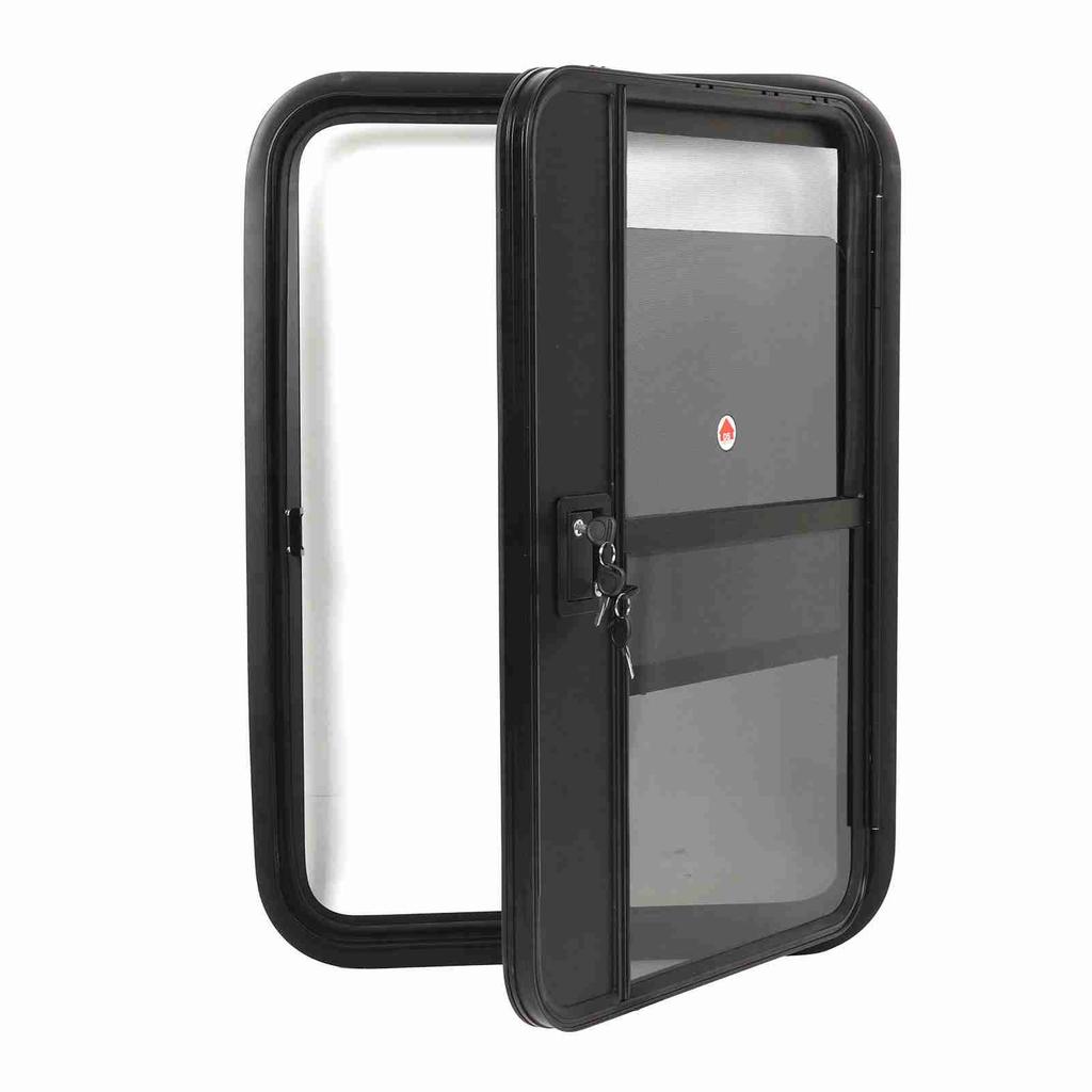 RV Door Tear Drop Tempered Glass Tinted Sliding Window Full Sealing Camper Trailer Door with Insect 