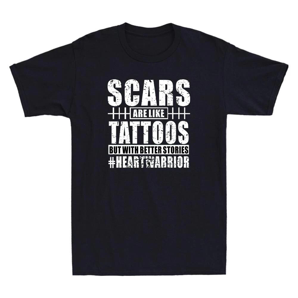 Open Heart Surgery Survivor Scars Are Like Tattoos Recovery Funny Quote T-Shirt M