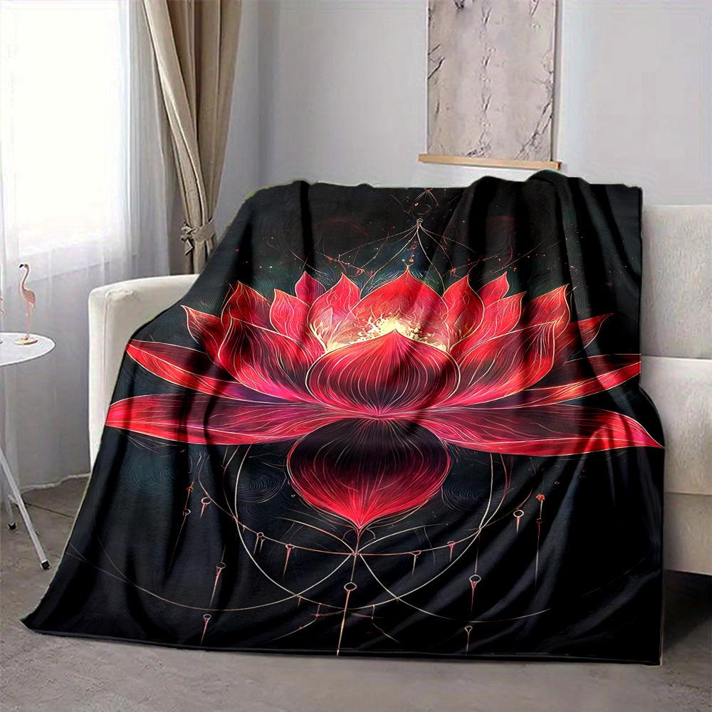 

1pc Lotus Mandala Blanket, Lightweight Flannel Throw Blanket for Sofa, Bed, Travel, Camping, Living Room, Office, Couch, Chair, and Bed 80cmx120cm