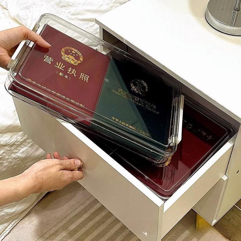 Clear PET A4 Document Organizer Box, Stackable Desktop File Holder For Office Supplies, Multi Purpose Paper Storage Rack In Large And Small Sizes