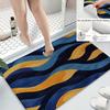 Deep Blue & Yellow Wave Bath Mat – Non-Slip, Quick-Dry Rug for Bathroom, Kitchen & Entryway, Ideal Housewarming Gift