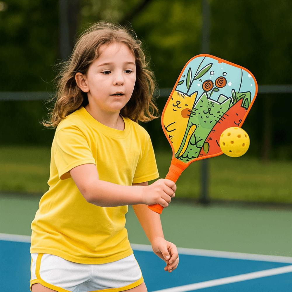 Colorful Kid's Pickleball Set Cartoon Pickleball Paddle Set  Children's Sports