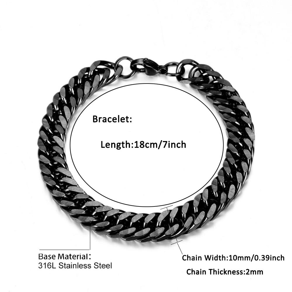 Hiphop 10mm Stainless Steel Curb Chain Bracelet For Men Women Fashion Cuban Link Chain Bracelet Unisex Wrist Jewelry Bangle Gift