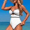 Neue Konservative Einfarbige Patchwork Damen Bademode Mit Polster Einteiler Rückenfrei 2025 Damen Badeanzug