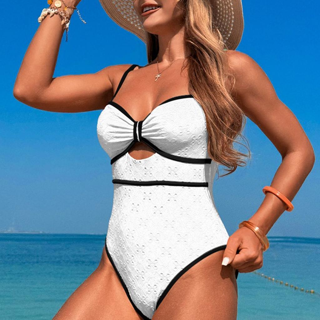 Neue Konservative Einfarbige Patchwork Damen Bademode Mit Polster Einteiler Rückenfrei 2025 Damen Badeanzug