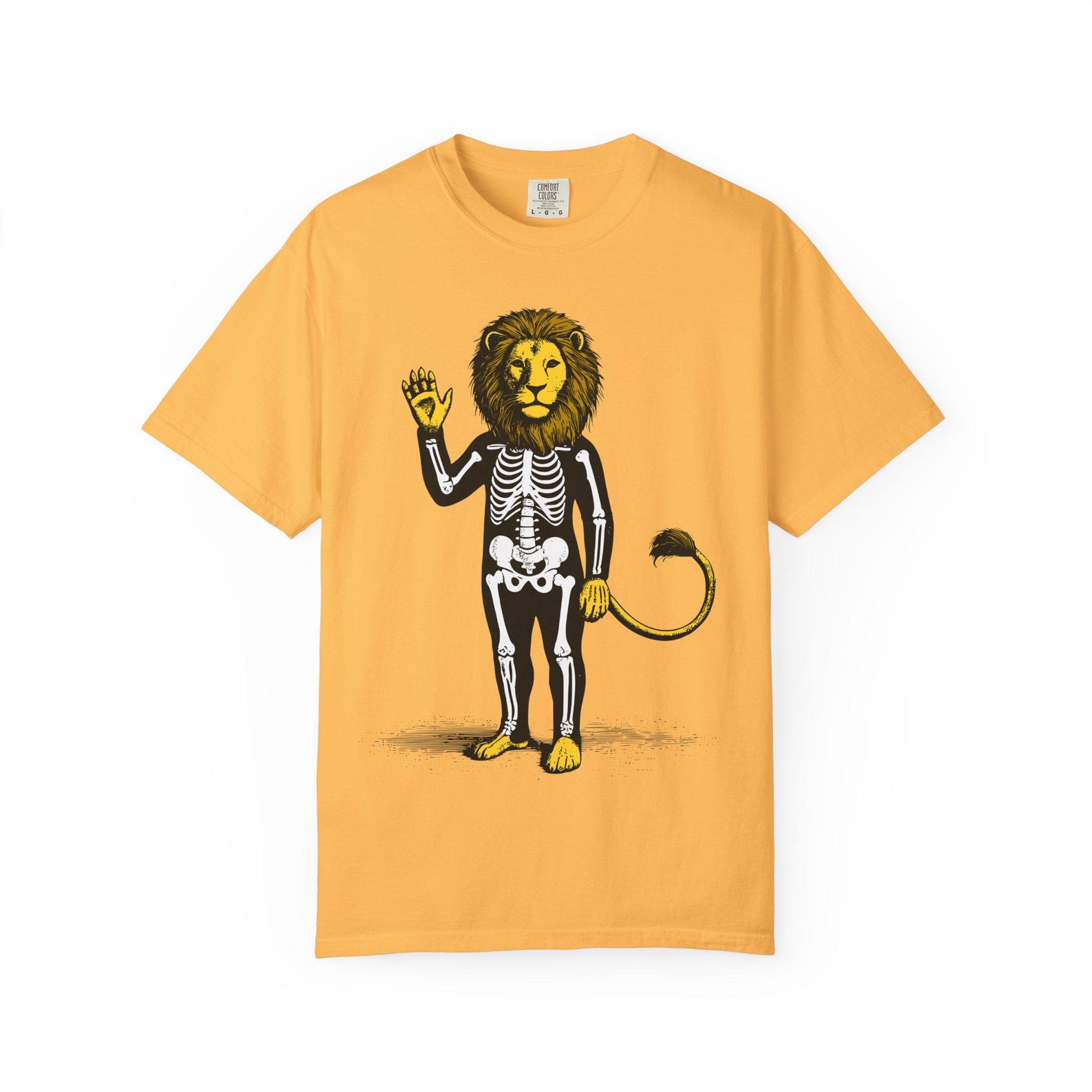 Skeleton Lion Halloween T-Shirt: Funny Spooky Animal Tee S