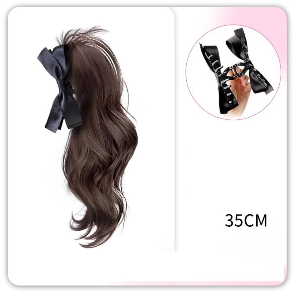 Women's Clip-on Synthetic Wig Bow Half-tied Ponytail Curly Hair Gentle Versatile Shark Clip Wig Fluffy Hair Growth Simulation