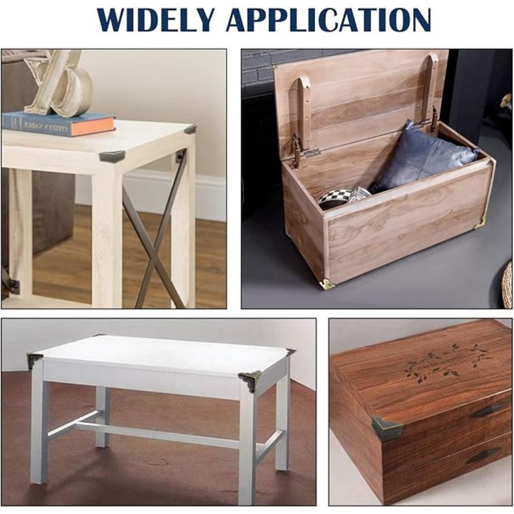 100 Stück Möbel-Eckenschutz, Antik-Bronze, dreieckige Kante, dekorativer Metall-Eckenschutz für Aufbewahrungsbox, Schmuckschatulle, Schrank, Couchtisch