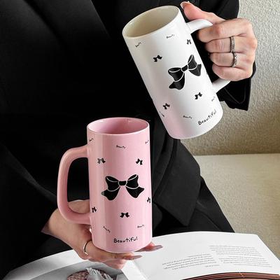 Tazza Dritta in Ceramica con Fiocco Regalo Ufficio Tazza Regalo per Migliore Amica con Alta Apparenza Tazza per Ragazze Tazza per Acqua Domestica