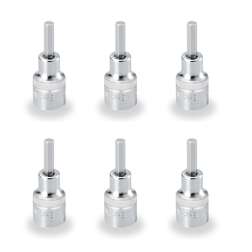 TONE Hexagonal Socket, 3HB-07-6S, 9.5mm (3/8") Drive, 7/32" Width, Pack of 6