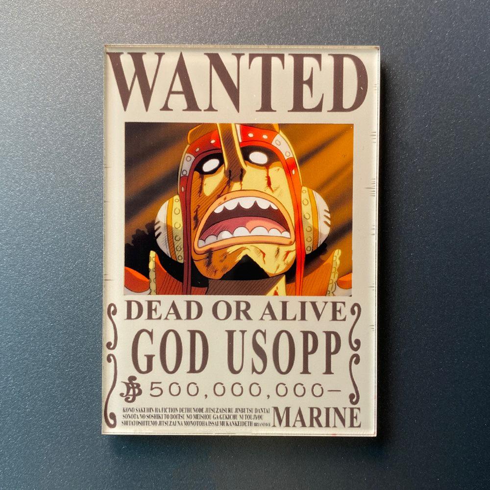 Kreativní magnet s plakátem Wanted z One Piece - Anime Kreslená Dekorace na ledničku & Samolepka na vzkazy