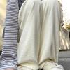 Women's Summer 2024 Ice Silk Wide-Leg Pants - White Textured Casual Petite Style