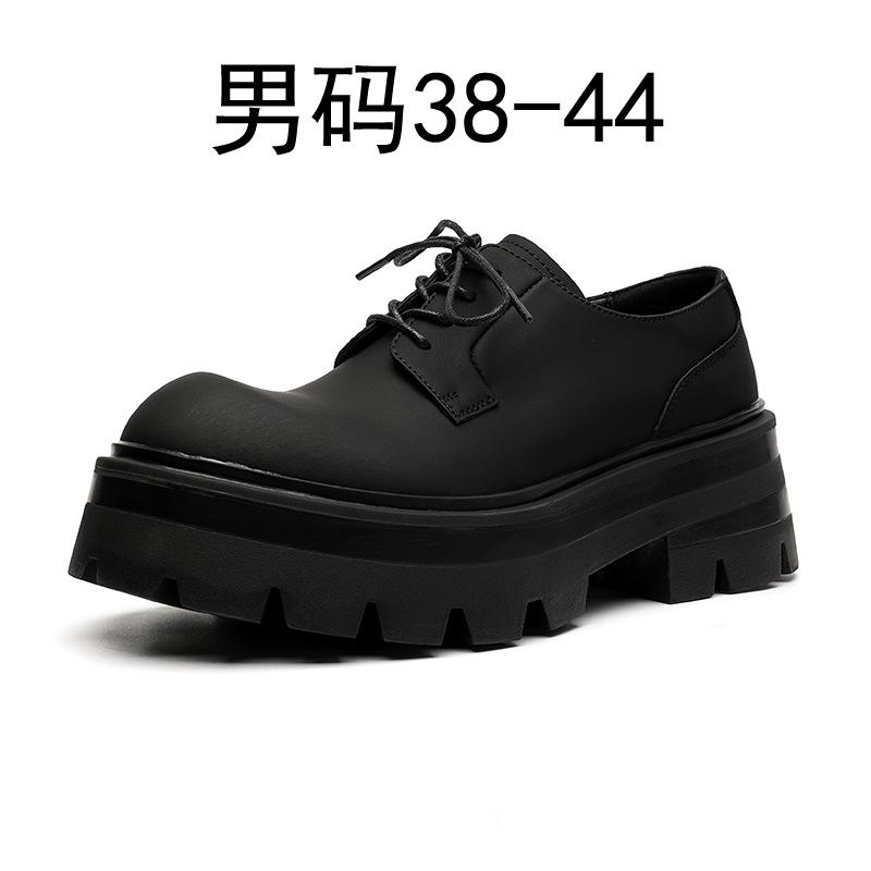 

Commuter Derby shoes big head leather shoes men s heightened platform British style round head black high sense 8234-E 38