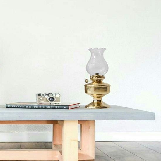 Öl-Kamin Transparenter Glasschirm Lampe mit Messingfuß – Nautische oder Viktorianische Hochzeit, Transparenter Glasschirm Tischlampe mit Messingfuß