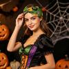 Halloween Print Wide Knotted Headband for Women and Girls Soft Stretchy Fabric Head Wrap with Festive Patterns