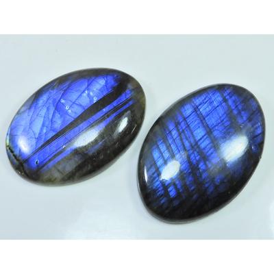 40-43 MM Natural Labradorite Multi Oval Cabochon Loose Gemstone 2 Pcs Lot D-267