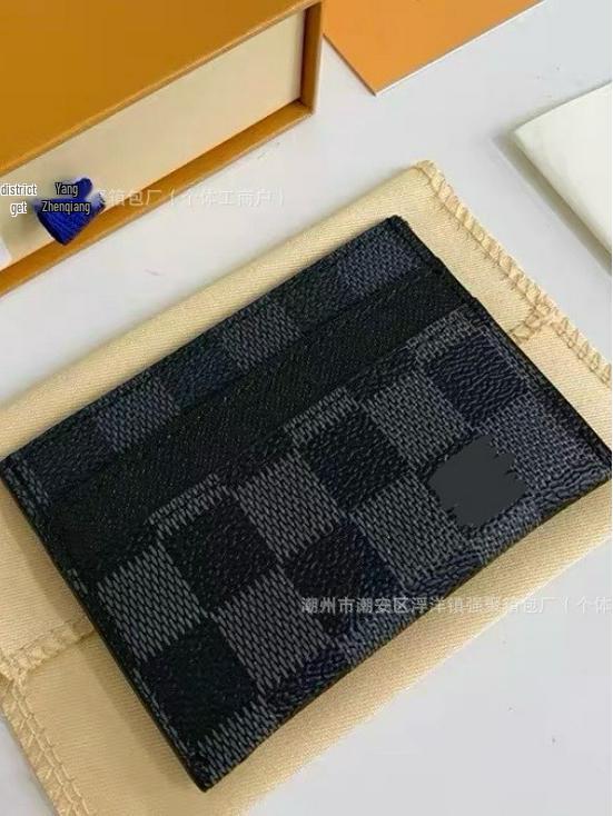 Vintage kostkovaná malá peněženka na více karet s logem