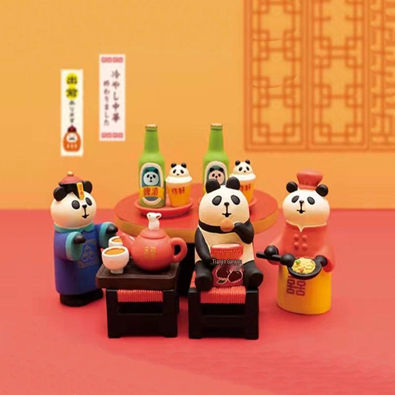 Japanese Cat Resin Figurine - Zakka Decor & Trendy Blind Box Toy for Chinese Restaurant Xiaolongbao Packaging