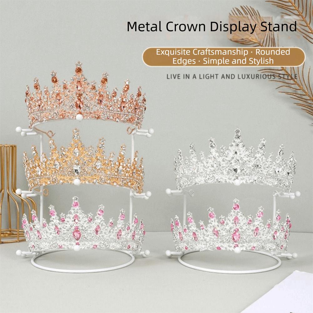 Gold White Crown Display Stand 2/3/4-Tier Jewelry Organizer For Girl Room Exhibition