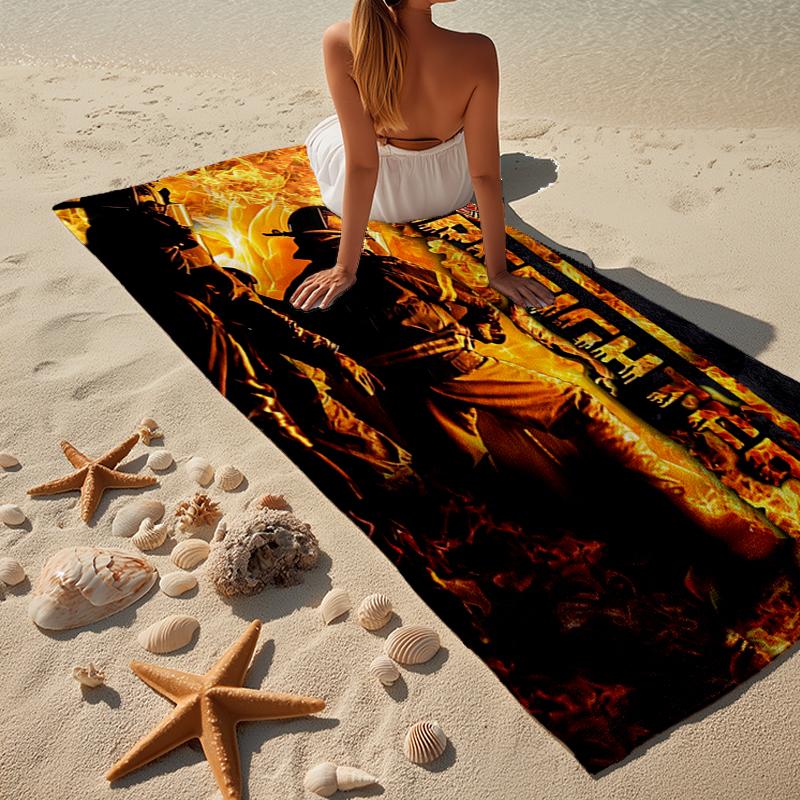 Firefighter In Action Beach Towel, Super Soft Microfiber, Gift for Her/Him, Birthday, for Pool, Beach, Travel, Home Decor Fan gifts