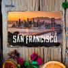 Plaque Métallique Style D Plat Pont du Golden Gate de San Francisco Skyline de la Ville Coucher de Soleil Vintage Rétro Art Mural Plaque pour Maison Bar Café De
