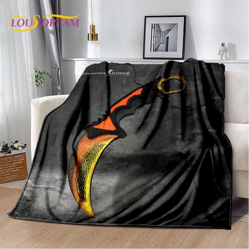 CS,knife,Swiss Knife Sword Games Soft Plush Blanket,Flannel Blanket Throw Blanket for Living Room Bedroom Bed Sofa Picnic Cover