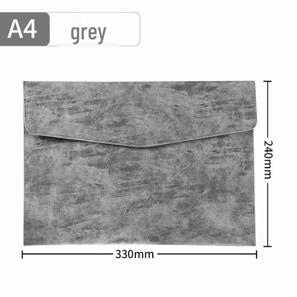 Waterproof A4 Leather Document Bag with Snap Button - Business Office Storage Folder with Custom Logo