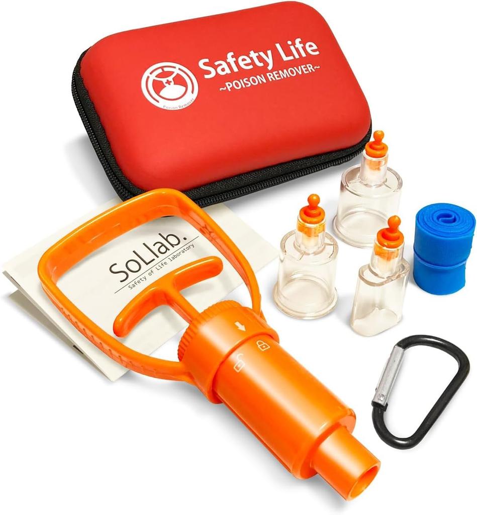 Safety Life Poison Powerful Poison Suction Small First Aid Outdoor Relief from and 3 Cups of Remover, Device, Kit, Extra, Hiking, Gear, Bites, Pests,