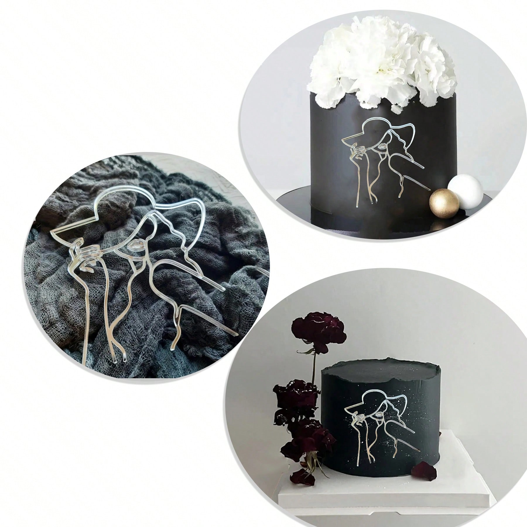 Акриловый Топпер для Торта Лицо Линии Лица Геометрические Топперы для Торта Красивое Женское Лицо Топпер для Торта на День Рождения 1pc