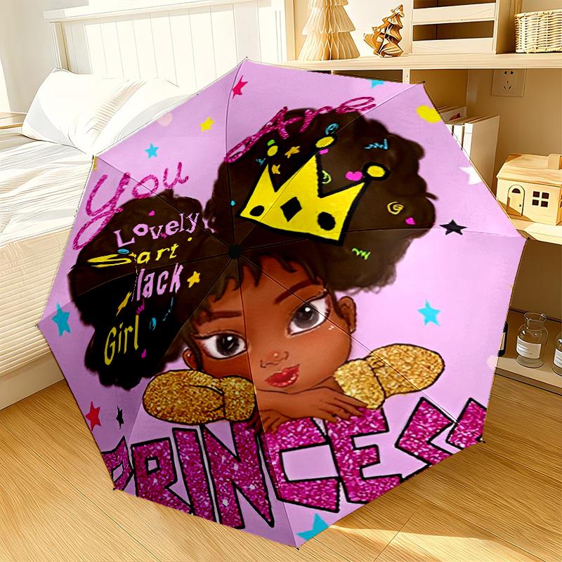 Black Princess Magic Celebration Umbrella 8-Frame for Travel, camping, Casual Lightweight Portable Umbrella, Essential for every family Holidays Gift