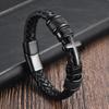 Bracelet Tressé en Cuir Acier Inoxydable pour Homme Boucle Magnétique Mode Bracelet en Cuir Personnalisé Bijoux Tendance