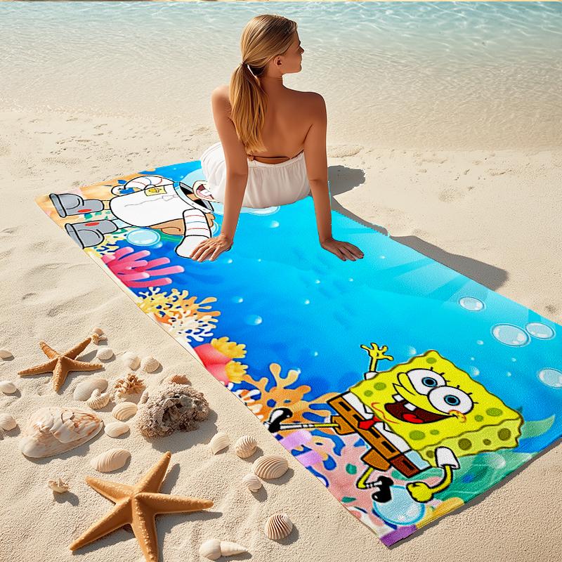 1Pc Spongebob Friends Adventure Beach Towel Quick Dry Multiuse For Beach Pool Gym Yoga Home Travel Christmas Halloween Xmas Gift Y1965