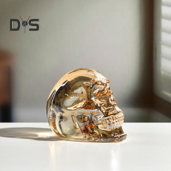 Klar Färgglad skallefigur i naturlig storlek Skallestaty Skulptur Hemmakontor Skrivbord Bokhylla Dekoration Prydnad Halloween Festival Present