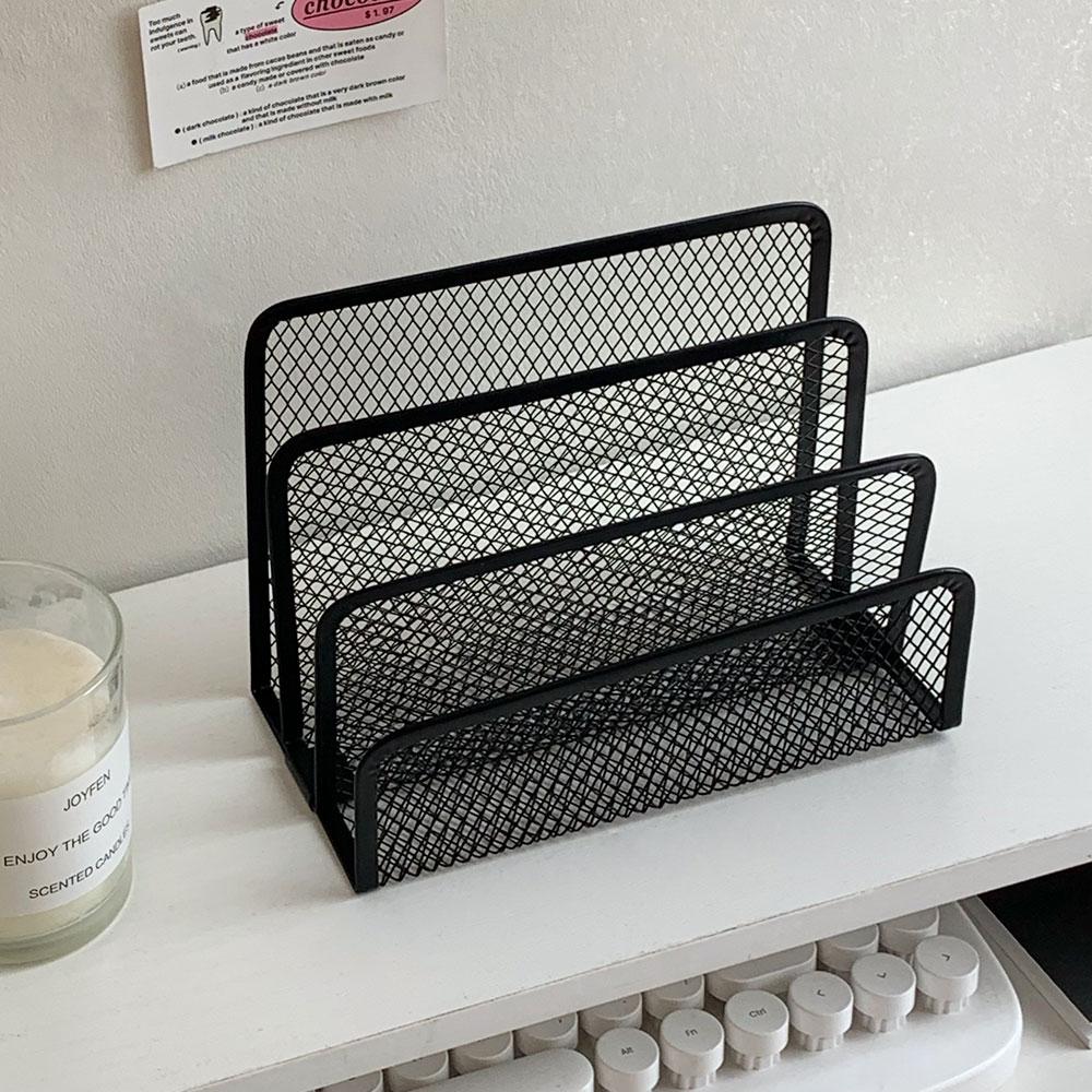 Creative Three-layer Letter Tray Iron Mesh Office Storage Shelf File Storage Rack Desk Organizer Holder Stationery Organizer чёрный