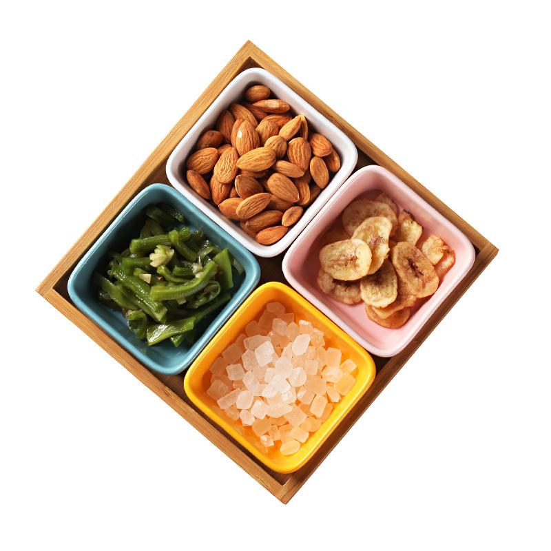 Nordic Creative Grid Plate Ceramic Platter Snack Inventory Heart Plate Sauce Plate Dipping Snack Plate Fruit Plate