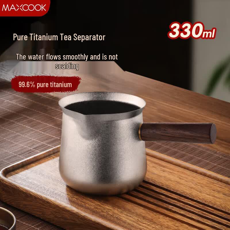 MAXCOOK Чашка для чая Гунфу из чистого титана с ручкой из грецкого ореха