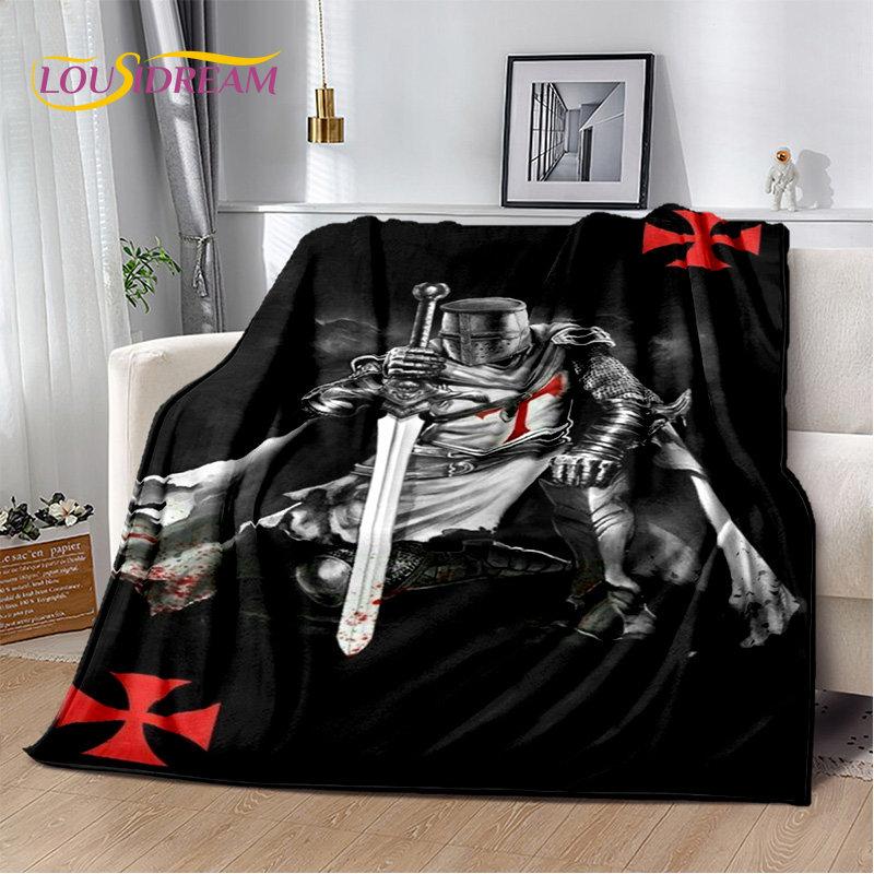 Cavalier Knight Templier Crusaders Joc pătură moale de pluș, pătură de flanel pătură pentru sufragerie dormitor pat canapea picnic