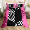 Zebra Stripes Duvet Cover Set Red Glitter Lips Comforter Cover For Girls Women Black White Leopard Zebra Print Queen Bedding Set